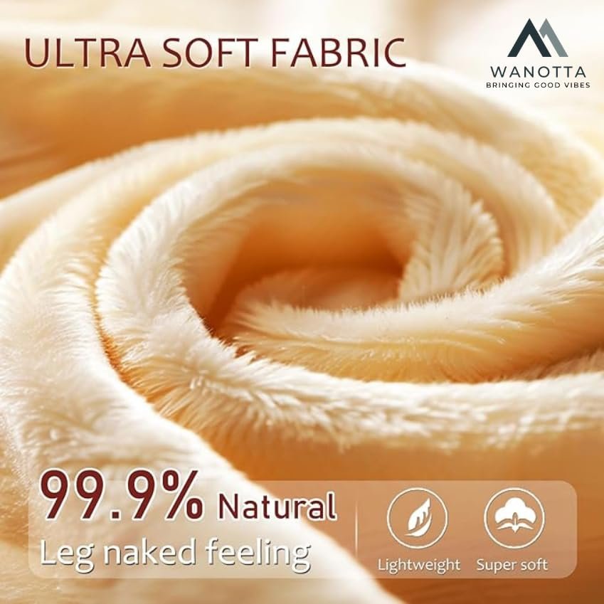 Wanotta Women Skinny Fit Mid High Rise Winter Fleece Warm Thermal Leggings Dual-Tone Velvet Touch Woolen Pantyhose Tights Pants(Free Size) (Waist:26 to 36Inch Stretchable) (Black-Footed) - Image 8