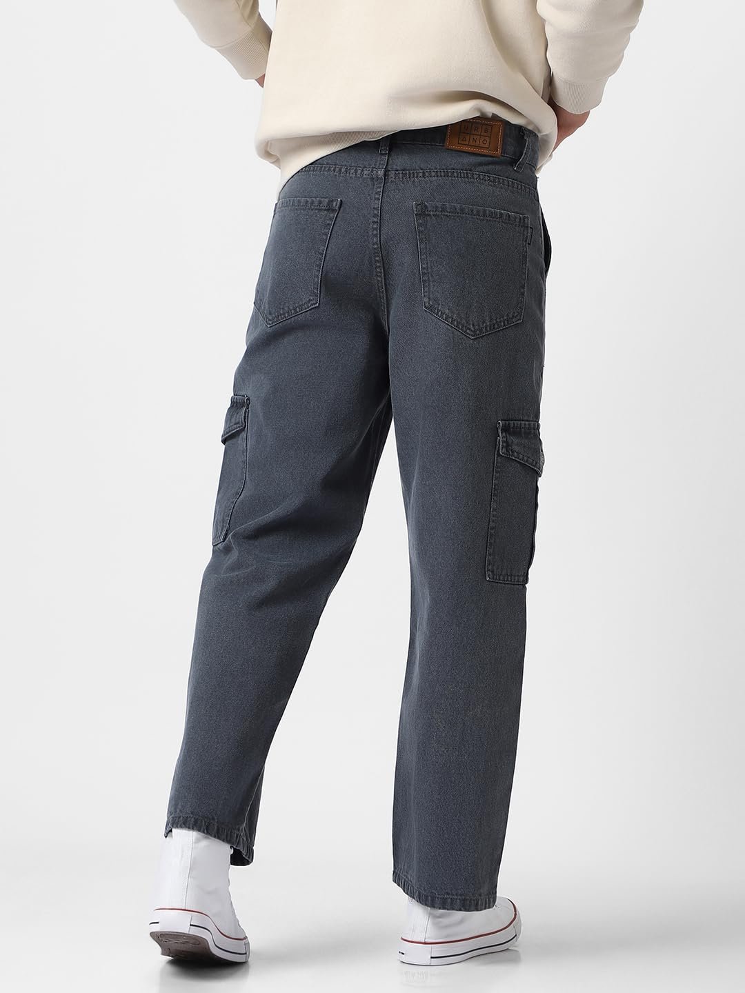 Urbano Fashion Men's Loose Mid Rise Baggy Fit Cargo Jeans with 6 Pockets Non-Stretchable - Image 5