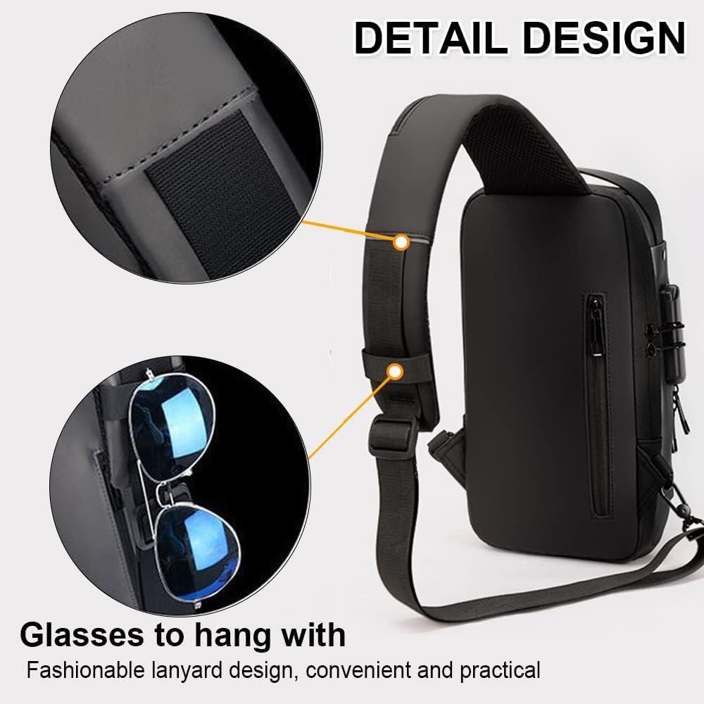 SaleOn Chest Bag for Men with USB Charging Port | Anti-Theft Crossbody Sling Bag | Travel Shoulder Bag for Men | Sports Style Messenger Bag | Casual Daily Use Bag Water Resistance Material - Image 4