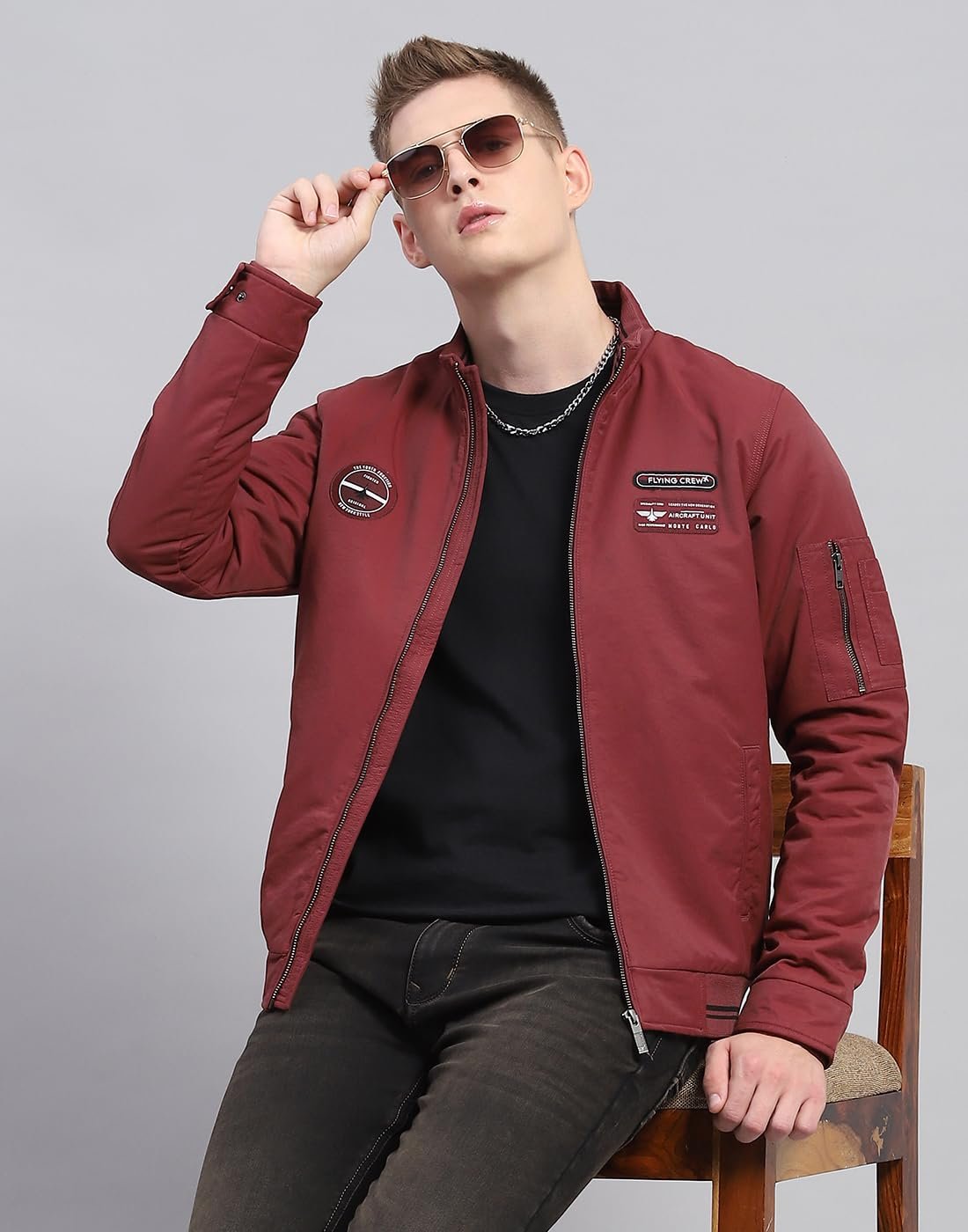 Monte Carlo Men Polyester Blend Standard Length Solid Mock Neck Full Sleeve Jacket - Image 7