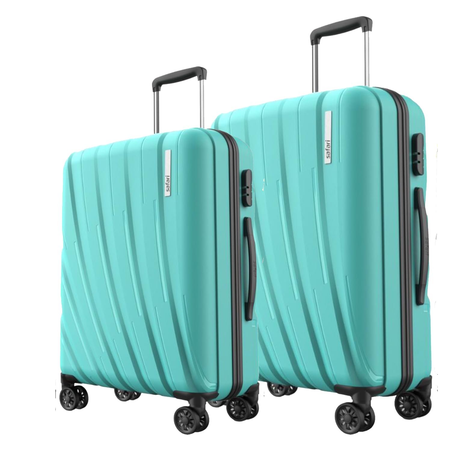 Safari Polyproplyene Hard Cairo 8 Wheels,5 Years Warranty(Cabin & Check-in)Trolley Spinner Hard Luggage Set of 2,55Cm,66Cm Small,Medium(Cyan)