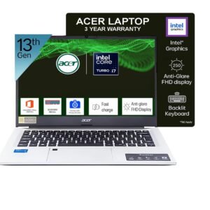 acer Professional 14[New Launch], 13th Gen Intel Core i7-1355U Turbo Boost, 32GB DDR4, 1TB SSD, Win11 Pro, MSO21, 14inch FHD Laptop, 3 Year Warranty, Metal ID, Fingerprint, Backlit KB, Silver, 1.34kg