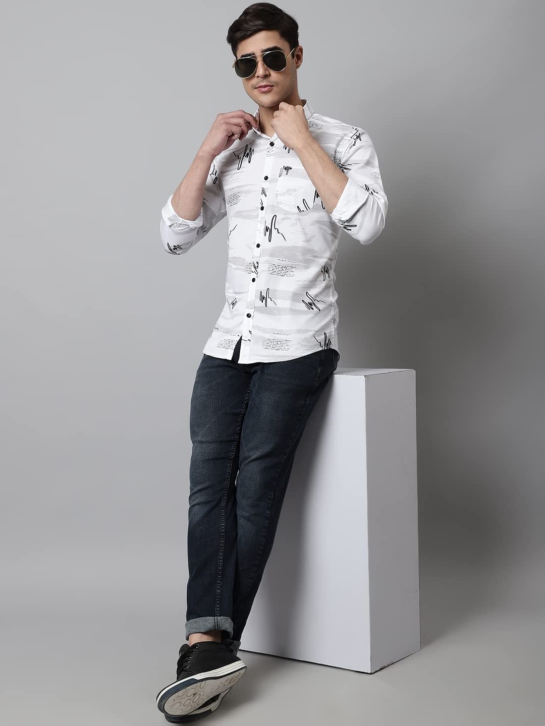 Majestic Man Men's Cotton Slim Fit Printed Casual Shirt - Image 4