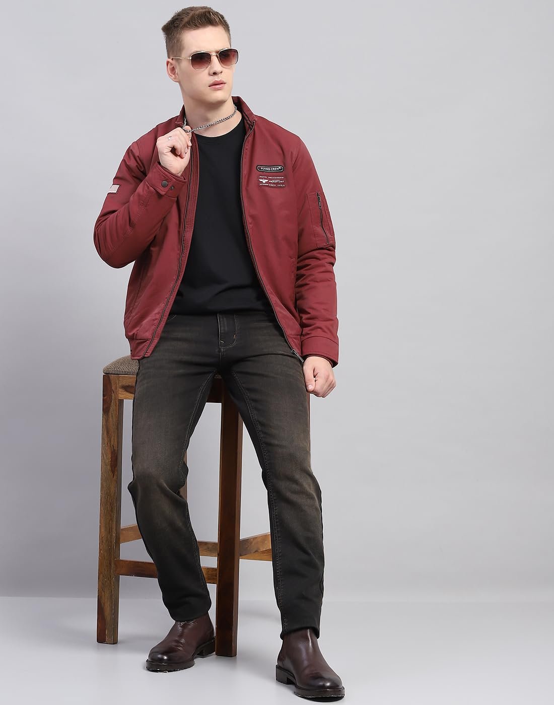 Monte Carlo Men Polyester Blend Standard Length Solid Mock Neck Full Sleeve Jacket - Image 6