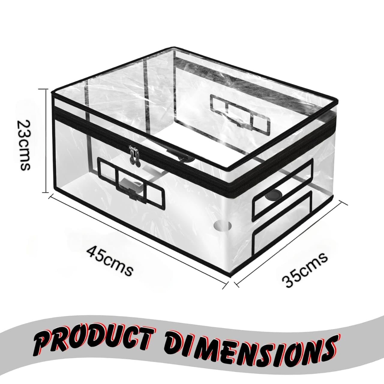 CNB Transparent Protective Zipper PVC Dust Proof Cover for Hard/Plastic Body Luggage/Suitcase Trolley Bags 18" (45x35x23cms) Height Excluding Wheels - Image 2