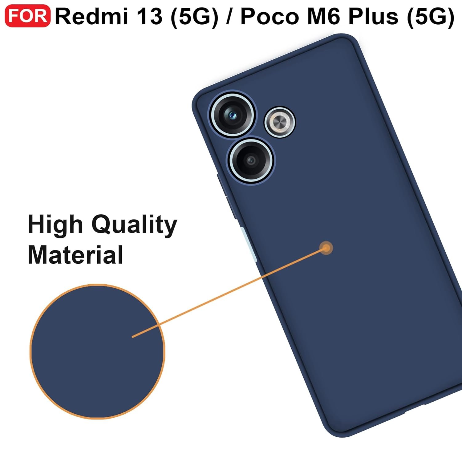 CEDO Redmi 13 (5G) / Redmi 13 Prime Edition/Poco M6 Plus (5G) Back Cover | Camera Bump Protection & Inner Velvet Fabric Lining | Ultra Slim Matte Soft Rubberised Case Cover (Blue) - Image 5
