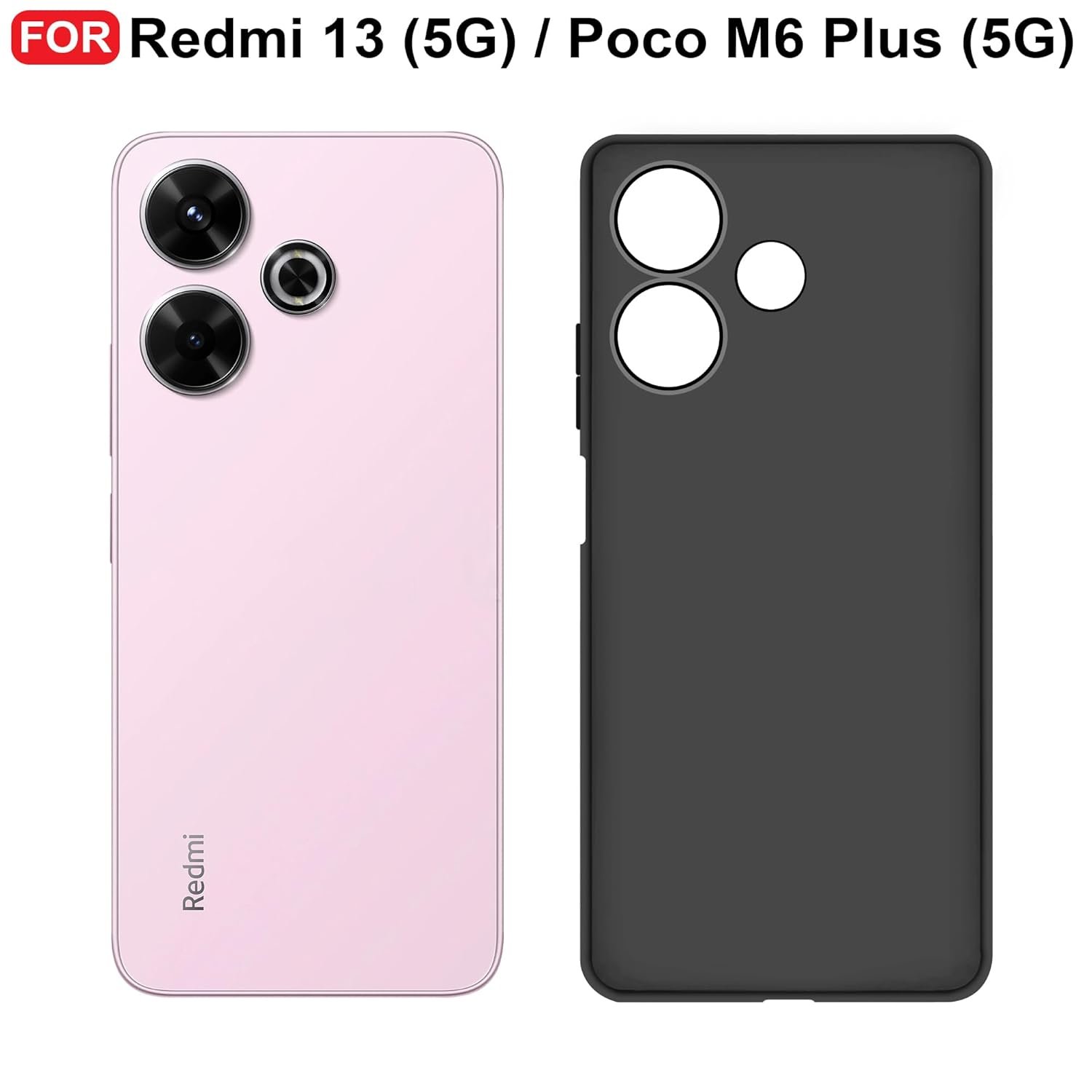 CEDO Redmi 13 (5G) / Poco M6 Plus (5G) Back Cover | Camera Bump Protection Inner Fabric Lining | Soft Case Cover (Black) - Image 2