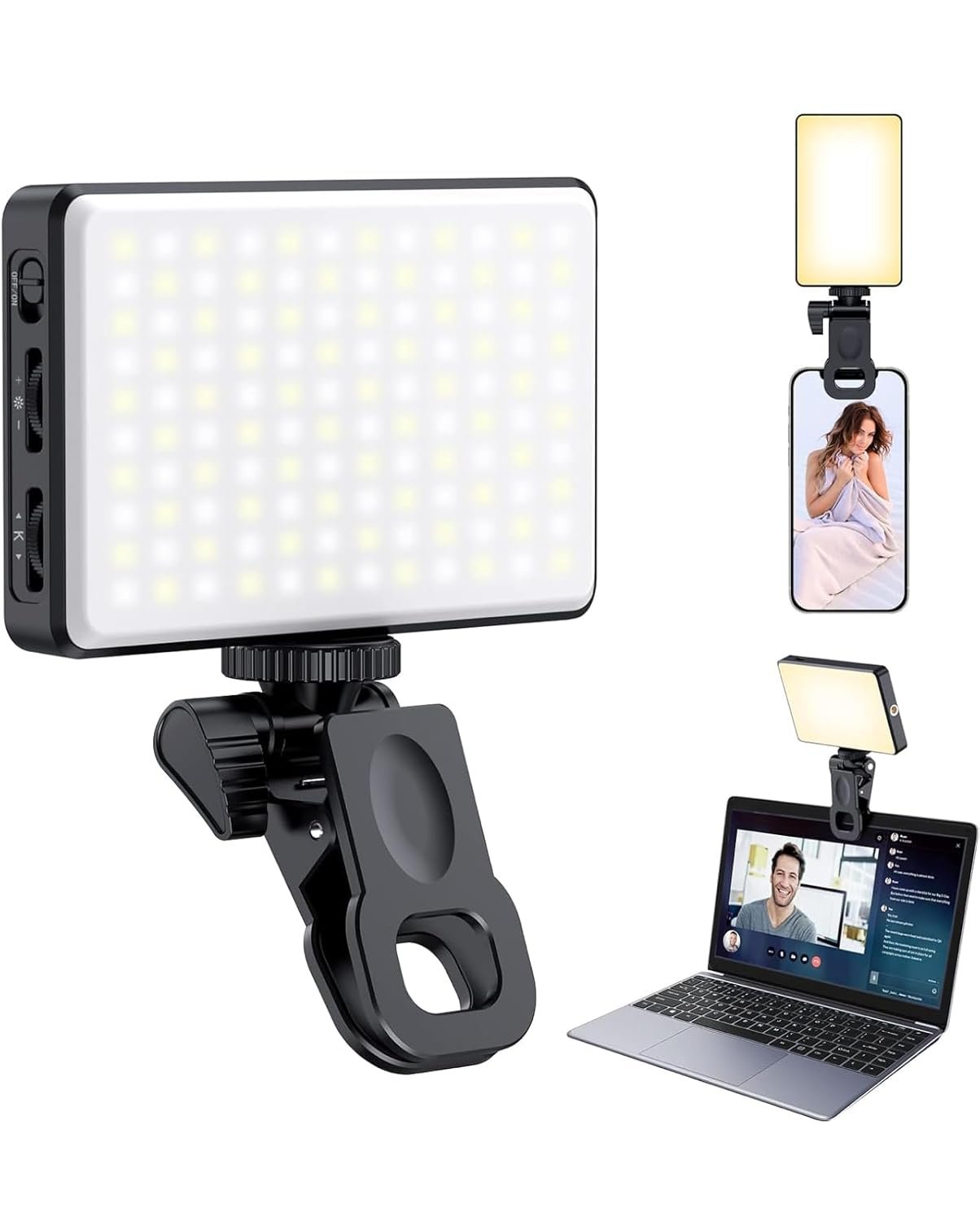 Coslifestore- 90 LED Pocket Light, Selfie Light for Phone, /iPad/iPhone/Camera, 2000Mah Rechargeable, 3 Lighting Adjustment Modes, for Photography/TikTok/Vlog/Video/Makeup- Comes with a Clip