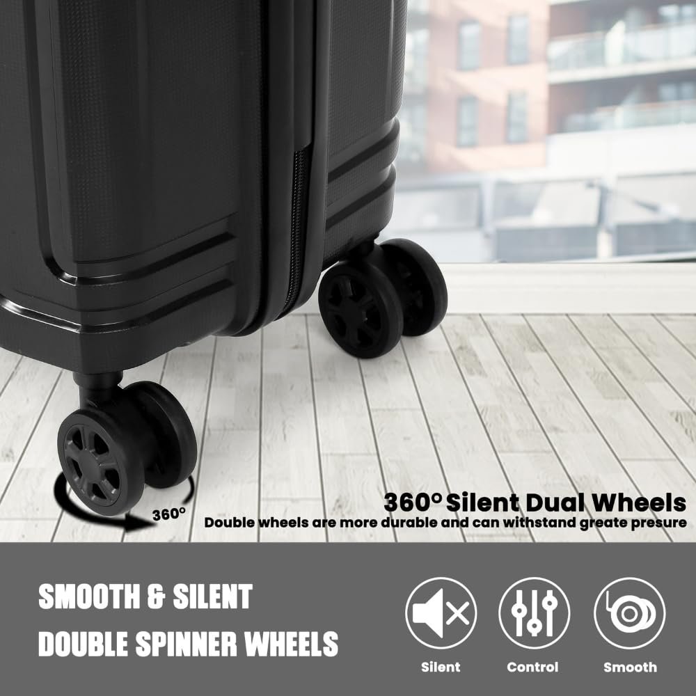 Delsey Paris Brisban 66 cms Medium Size Check-in Polypropylene Hard Sided 8 Wheels Spinner Suitcase/Trolley Bag for Travel with TSA Lock- Black - Image 9