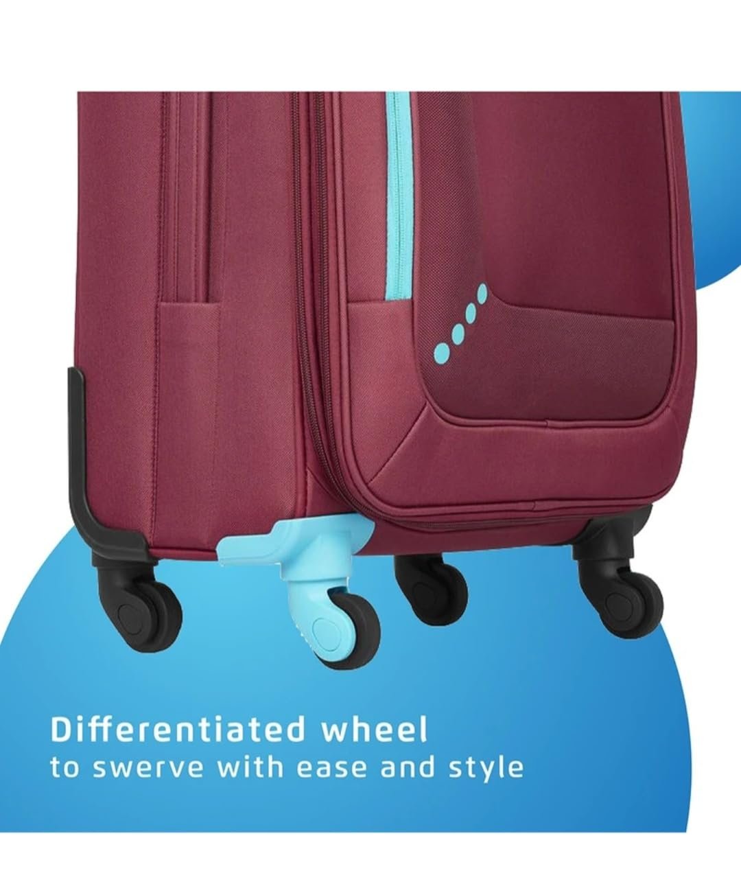 Safari Star Trolley Suitcase, Medium Size, 4 Wheels, Premium Fabric, Fixed Combination Lock, Maroon - Image 5
