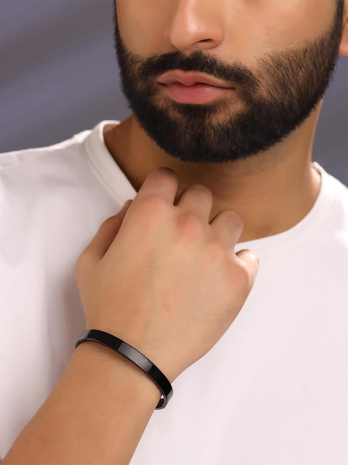 Yellow Chimes Kada Bracelets for Men Stainless Steel Black Kadaa Bracelet for Men and Boys. - Image 2