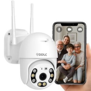 DDLC Full HD 1080P Camera Wi-Fi IP66 PTZ V380 PRO Pan Tilt Surveillance Camera, Two Way Audio/Motion Detection/Best Night Vision/Waterproof CCTV/Support Upto 64GB SD (ptz)