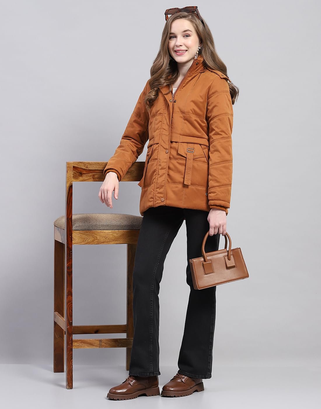 Monte Carlo Women's Polyester Blend Regular Solid Detachable Hood Full Sleeve Jacket - Image 6