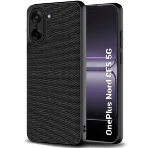 TheGiftKart Back Cover Case for OnePlus Nord CE 5 5G | Slim & Lightweight | Ultra-Premium Design | Camera Protection Bump | Fabric Texture Case Cover for OnePlus Nord CE5 5G (PC & TPU, Black)