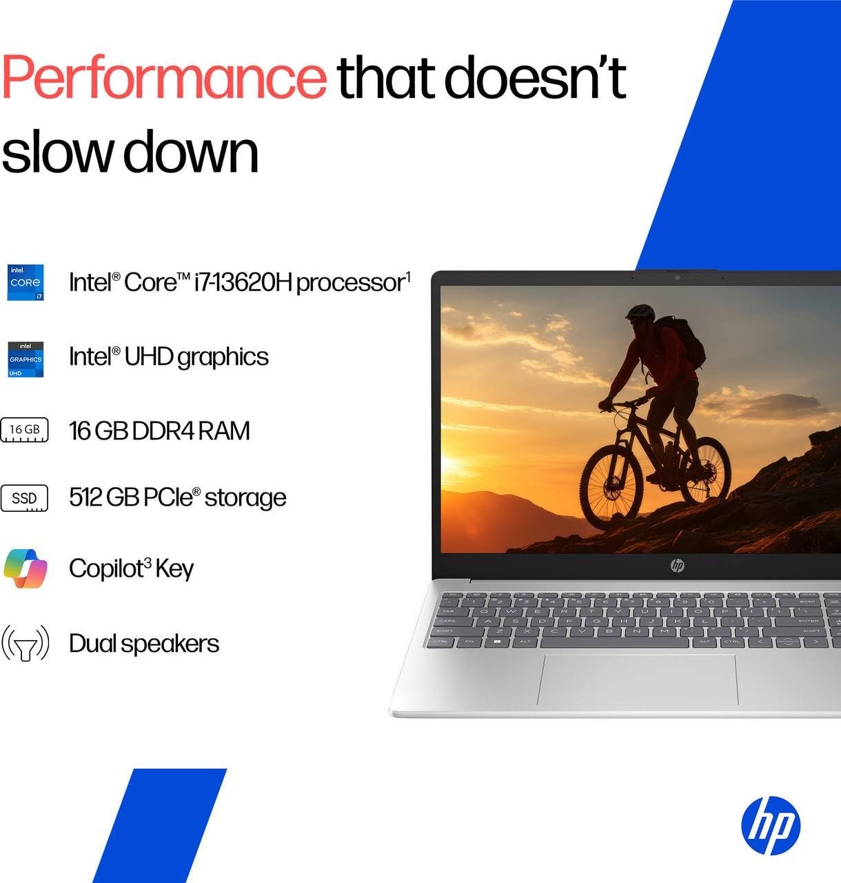 HP 15, Intel Ci7-13620H 13th Gen Laptop (16GB DDR4, 512GB SSD) Anti-Glare, Micro-Edge, 15.6''/39.6cm, FHD, Win11, M365 Basic(1yr), Office Home24, Silver,1.65kg, FHD Camera W P. Shutter, Backlit - Image 3