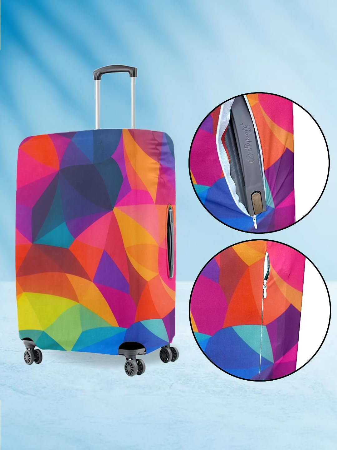 Cortina Polyester Luggage Cover Trolley Travel Covers Washable Dust Proof Anti-Scratch Suitcase Protector, Medium-Multicolor - Image 2
