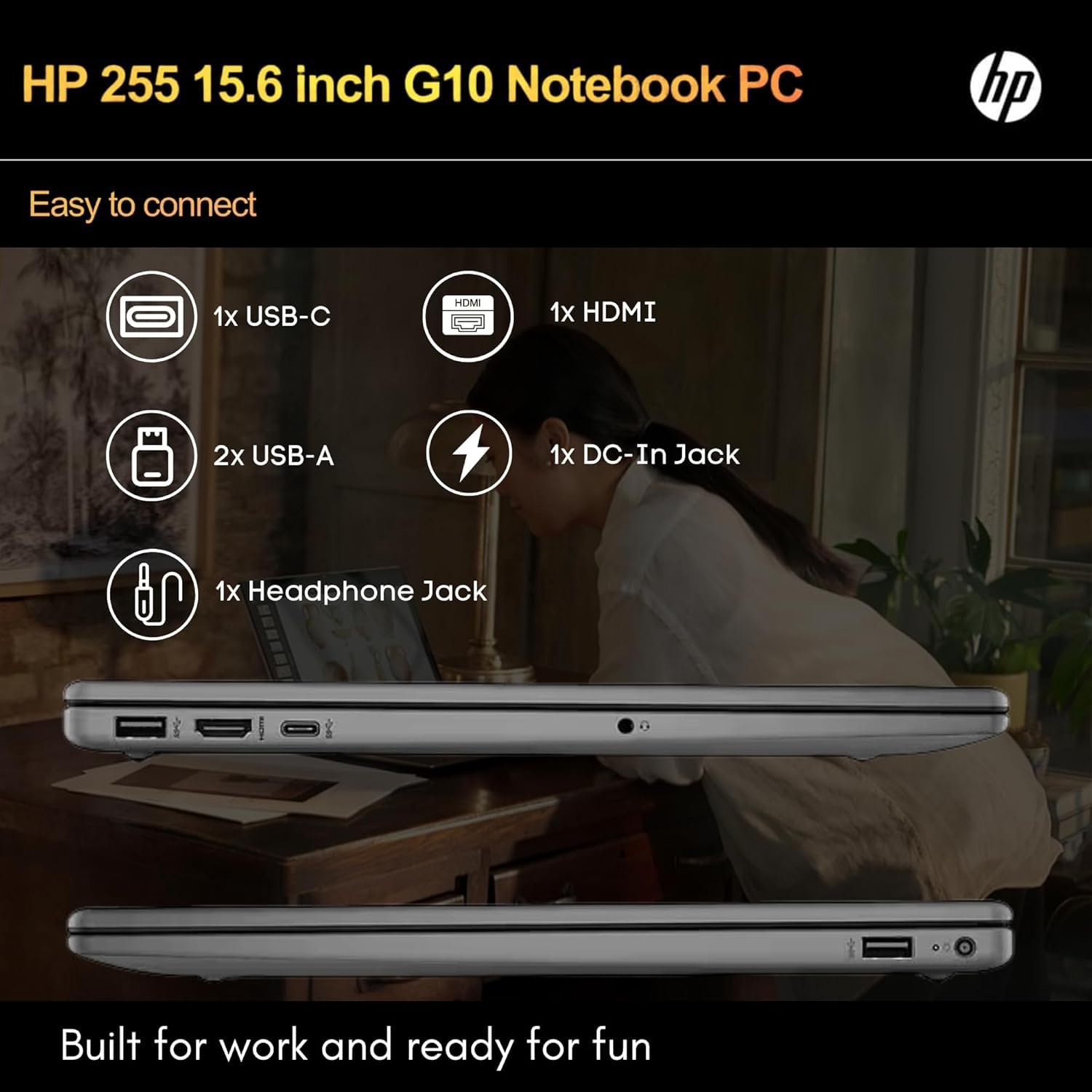 HP 255 G10 Laptop for Home or Work, 16GB RAM, 512GB SSD, 15.6" Full HD, Ryzen 3 7330U (Beat Intel i5-1135G7), HDMI, USB-C, Windows 11 Pro, Business and Fun Ready - Image 6