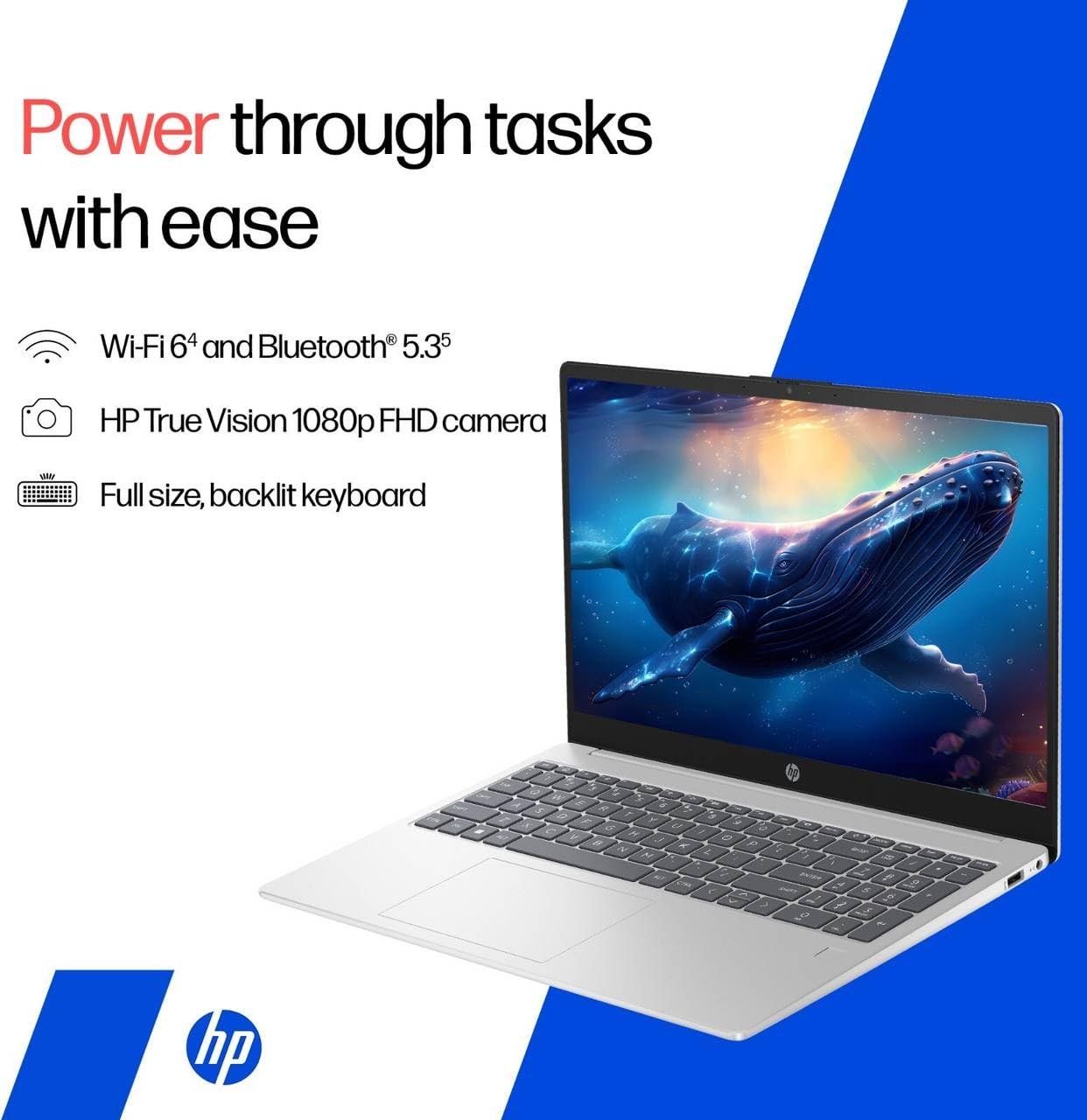 HP 15, Intel Ci7-13620H 13th Gen Laptop (16GB DDR4, 512GB SSD) Anti-Glare, Micro-Edge, 15.6''/39.6cm, FHD, Win11, M365 Basic(1yr), Office Home24, Silver,1.65kg, FHD Camera W P. Shutter, Backlit - Image 8