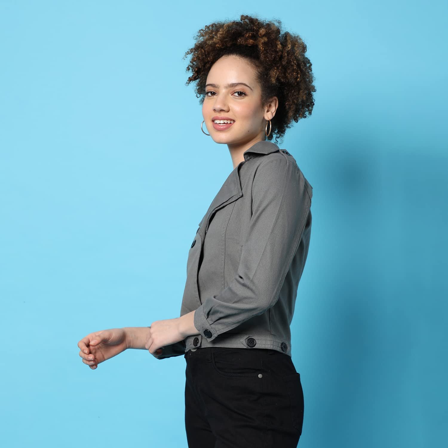 Campus Sutra Women's Cotton Regular Hooded Neck Jacket - Image 3