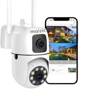 Maizic Smarthome Dual Lens Mini Fox | 5+5MP WiFi CCTV Camera with PTZ & Fixed View | AI Motion Detection, Color Night Vision, Two-Way Audio, 360° Coverage, App Remote Access