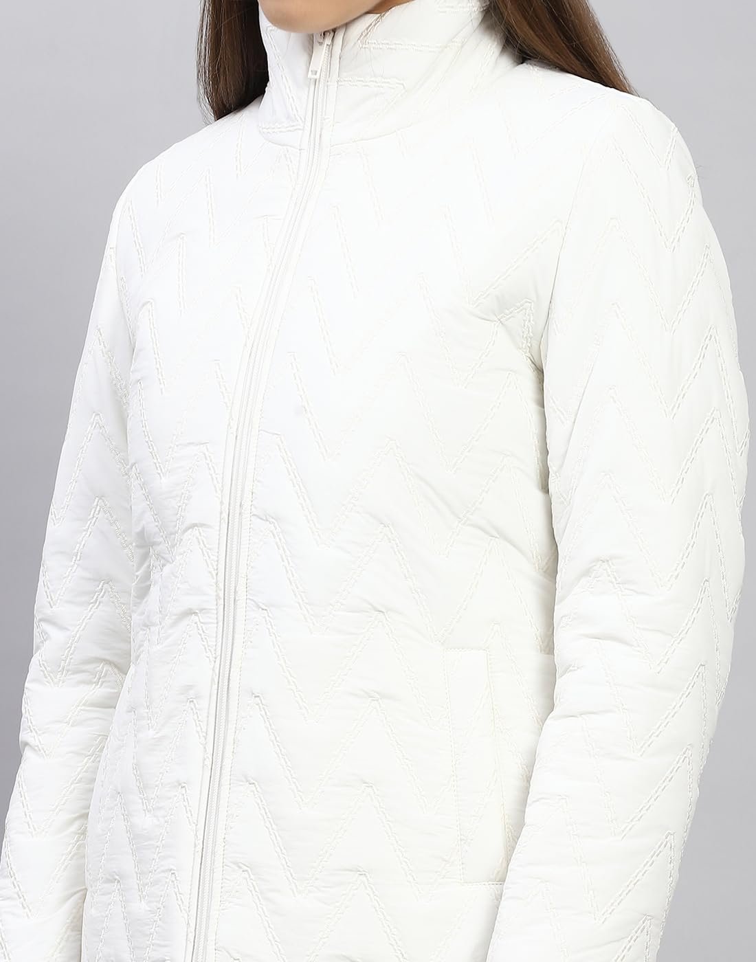 Monte Carlo Women's Nylon Blend Standard Embroidered Mock Neck Full Sleeve Jacket - Image 8