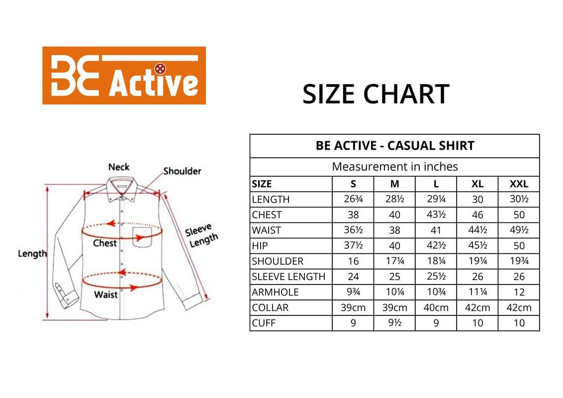 BE ACTIVE Men's Casual Shirt|| Cotton Stylish Full Sleeves Shirt for Men - Image 5