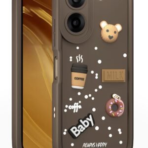 AeoFit Back Cover for OnePlus Nord CE5 5G | Cute Fun 3D Cartoon, Coffee Design Silicone Case | Full Body Protection Bumper Case (Brown)