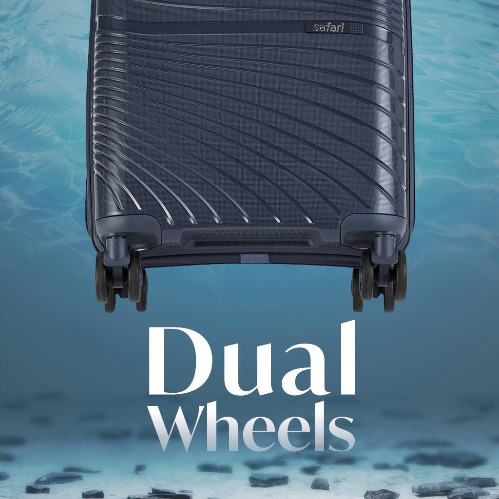 Safari Polycarbonate Hard Shell Atlantis 8 Wheels, Anti-Theft Zipper (Cabin & Check-in) Trolley Spinner Luggage Set of 3, 59Cm, 69Cm & 79Cm, Small, Medium, Large (Blue) - Image 4