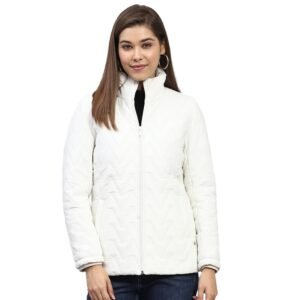 Monte Carlo Women’s Nylon Blend Standard Embroidered Mock Neck Full Sleeve Jacket
