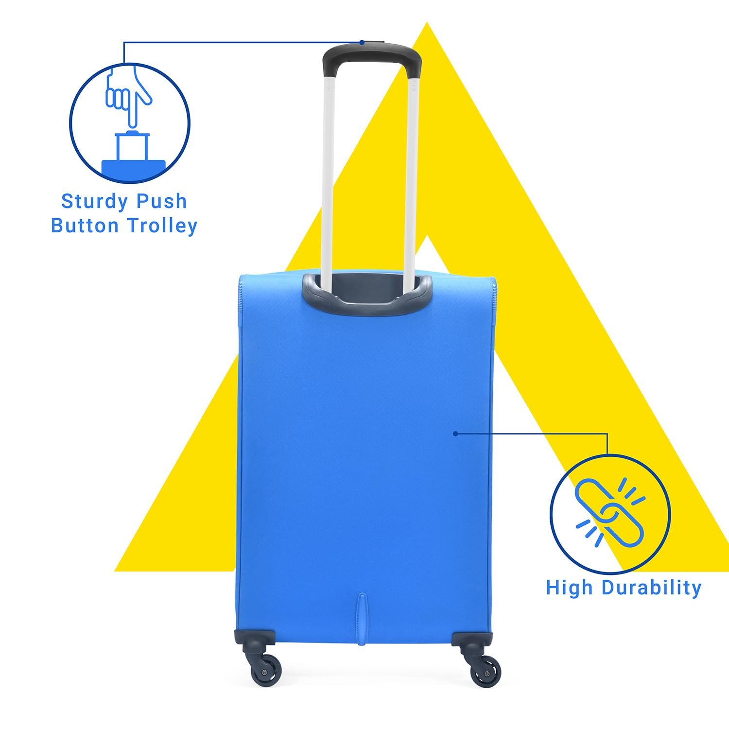 Aristocrat Oasis Plus Medium Size Soft Check in Spinner Luggage (69 Cm)|Spacious Polyester Trolley with 4 Wheels and Combination Lock|Dazzling Blue|Unisex| 5 Year Warranty - Image 3
