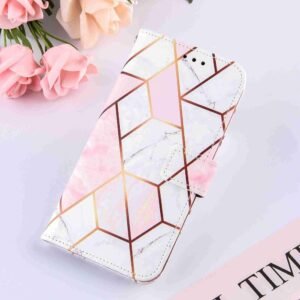 ClickCase for OnePlus Nord CE5 Marble Series Faux Leather Back Case Card Holder Wallet with Magnetic Closure Flip Cover for OnePlus Nord CE5 (Pink White)