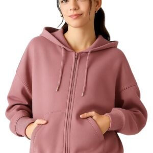 ADBUCKS Women’s Oversized Winter Jacket Sweatshirts Casual Drawstring Clothes Zip Up Hoodie with Front Pocket Ii Womens Hoodies Ii