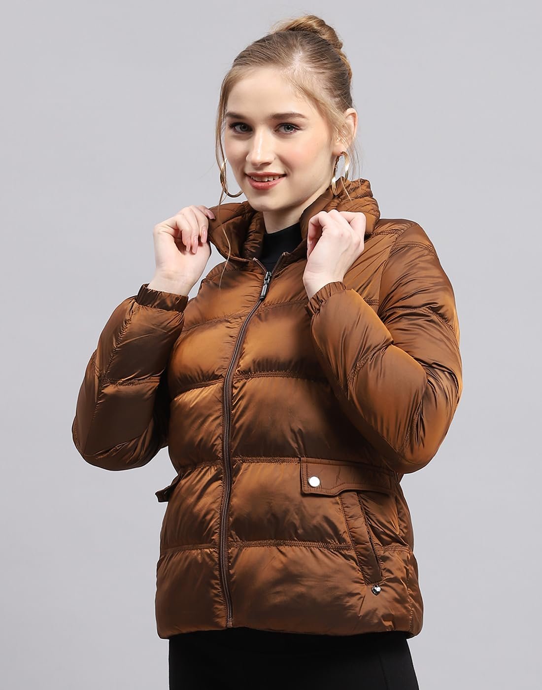 Monte Carlo Womens Solid High Neck Full Sleeve Jacket (224067448) - Image 2