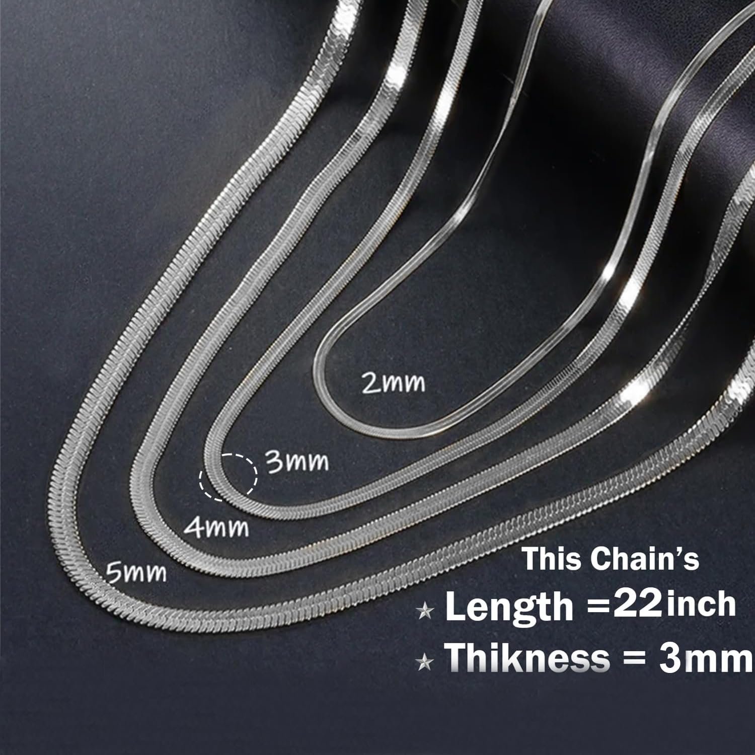 VAMA FASHIONS Anti Tarnish 22 Inch Men’s Stainless Steel Chain Necklace 3mm Waterproof Hypoallergenic Silver Chain for Men & Boys Durable Everyday Fashion Jewelry Gift - Image 4