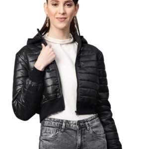 SASSAFRAS Women Hooded Crop Bomber Puffer Jacket