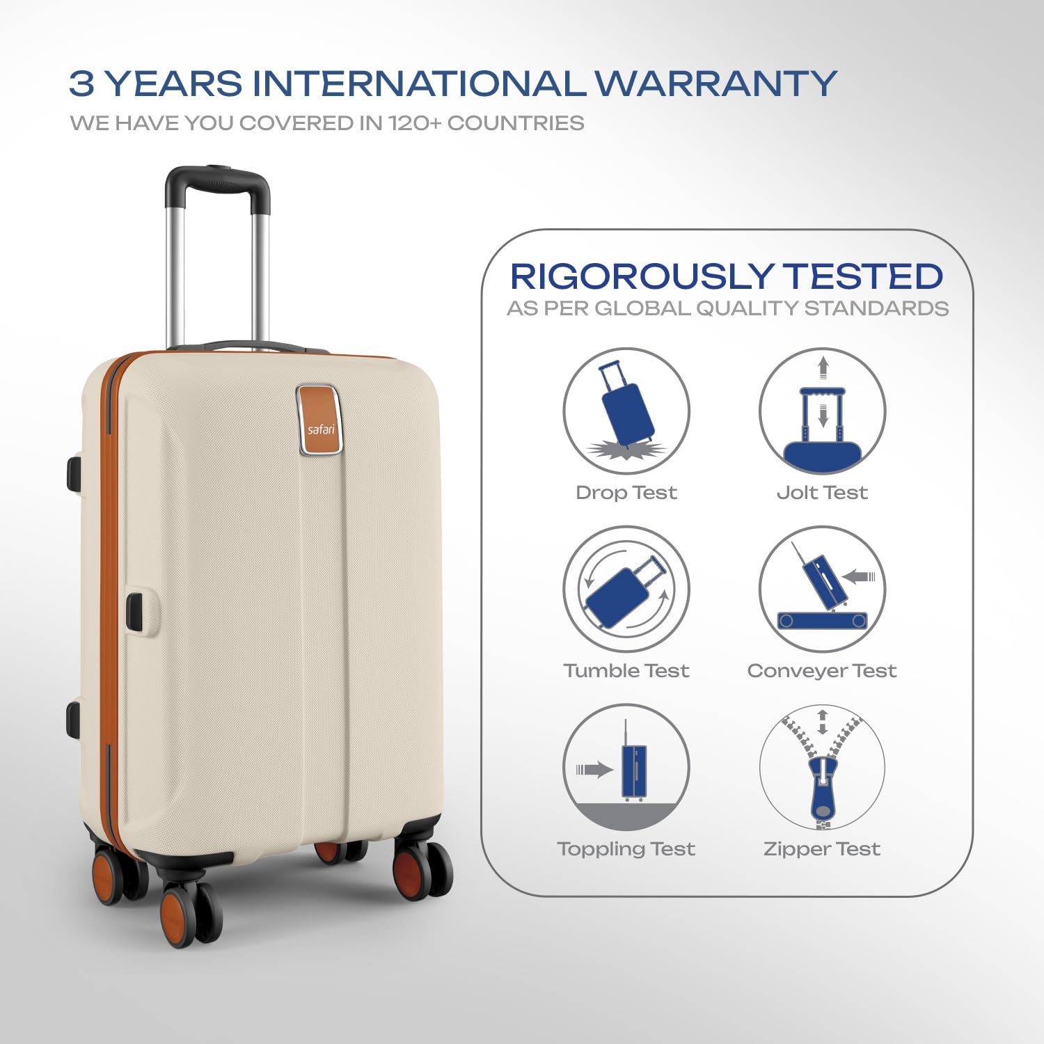 Safari Thorium Royale 8 Wheels 66cm Medium Size Trolley Bag Hard Case Checkin Polycarbonate Luggage, TSA Lock, Wet Pouch Organized Interior, Suitcase for Travel, Trolley Bags for Travel, Vanilla Tan - Image 5