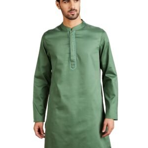 Amazon Brand – Symbol Men’s Cotton Solid Festive Embellished Long Kurta (Regular Fit)