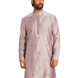 Amazon Brand – Symbol Men’s Rayon Blend Solid Regular Festive Embellished Long Kurta