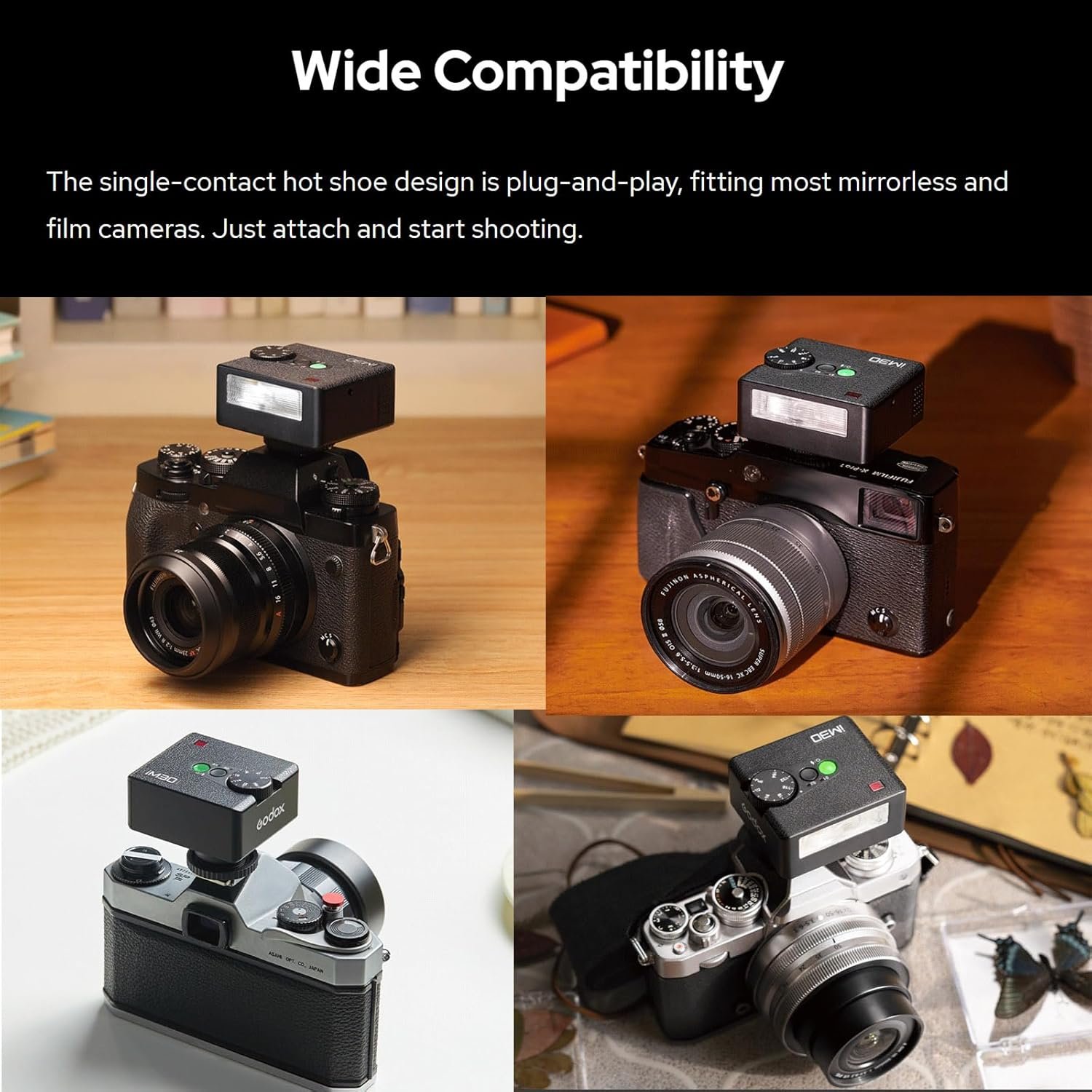 Godox iM30 Camera Flash,Mini Flash Speedlite,GN15 with 13 Levels Flash Power, CCT 6500K±200K with S1/S2 Optical Control for Fuji, for Canon, for Nikon, for Sony, for Olympus Camera - Image 3