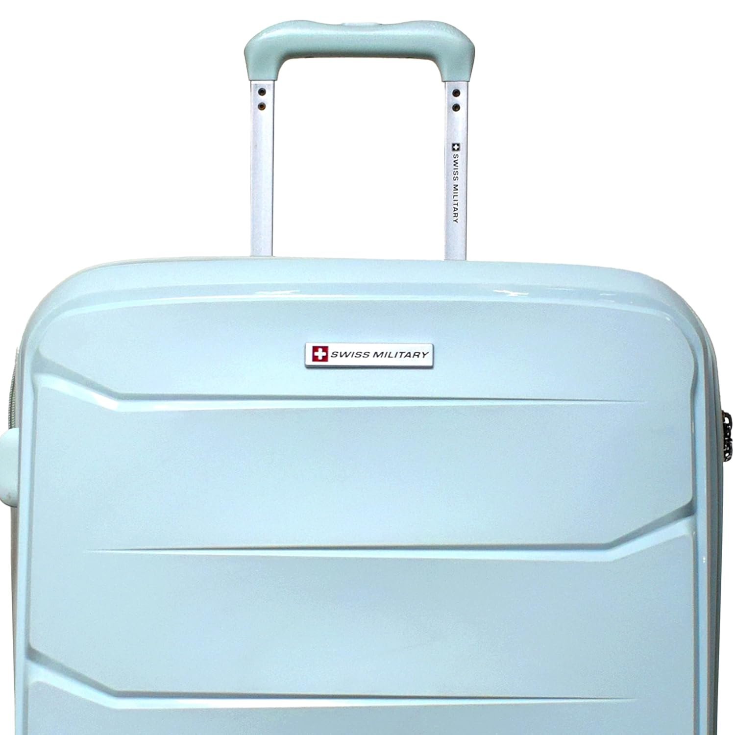 Swiss Military Edge Lightweight Hard Sided 2 Pc Trolley Bag Set (Small 55cm & Medium) with Premium PP Suitcase with Anti-Theft Organizer Zipper & Combination Lock, 360° Spinner Wheels - Light Grey - Image 7