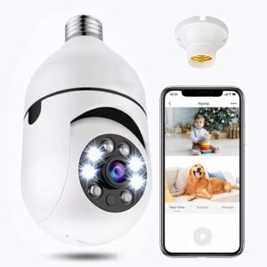 TECHNOVIEW Light Bulb Security Camera,Home WiFi 360 Degree Pan/Tilt Panoramic IP Camera,Wireless Home Surveillance Cameras with Motion Detection,Two-Way Audio,Night Vision