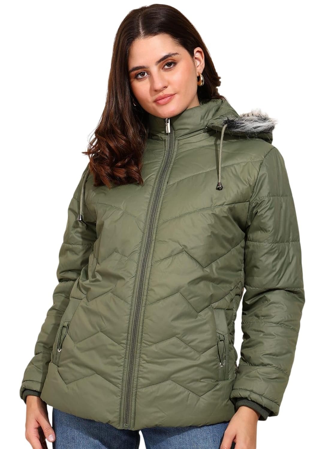 ELLIPSE Women's Winter Jacket - Full Sleeve Nylon Puffer Coat, Stylish & Warm Outerwear for Cold Weather, Comfortable Down Alternative, Temp Rated to -10°C