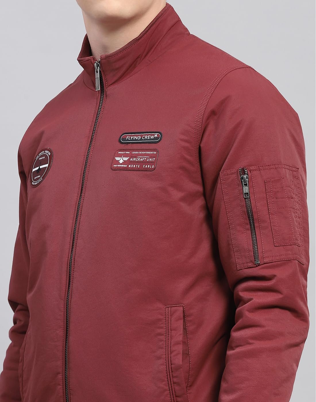 Monte Carlo Men Polyester Blend Standard Length Solid Mock Neck Full Sleeve Jacket - Image 8