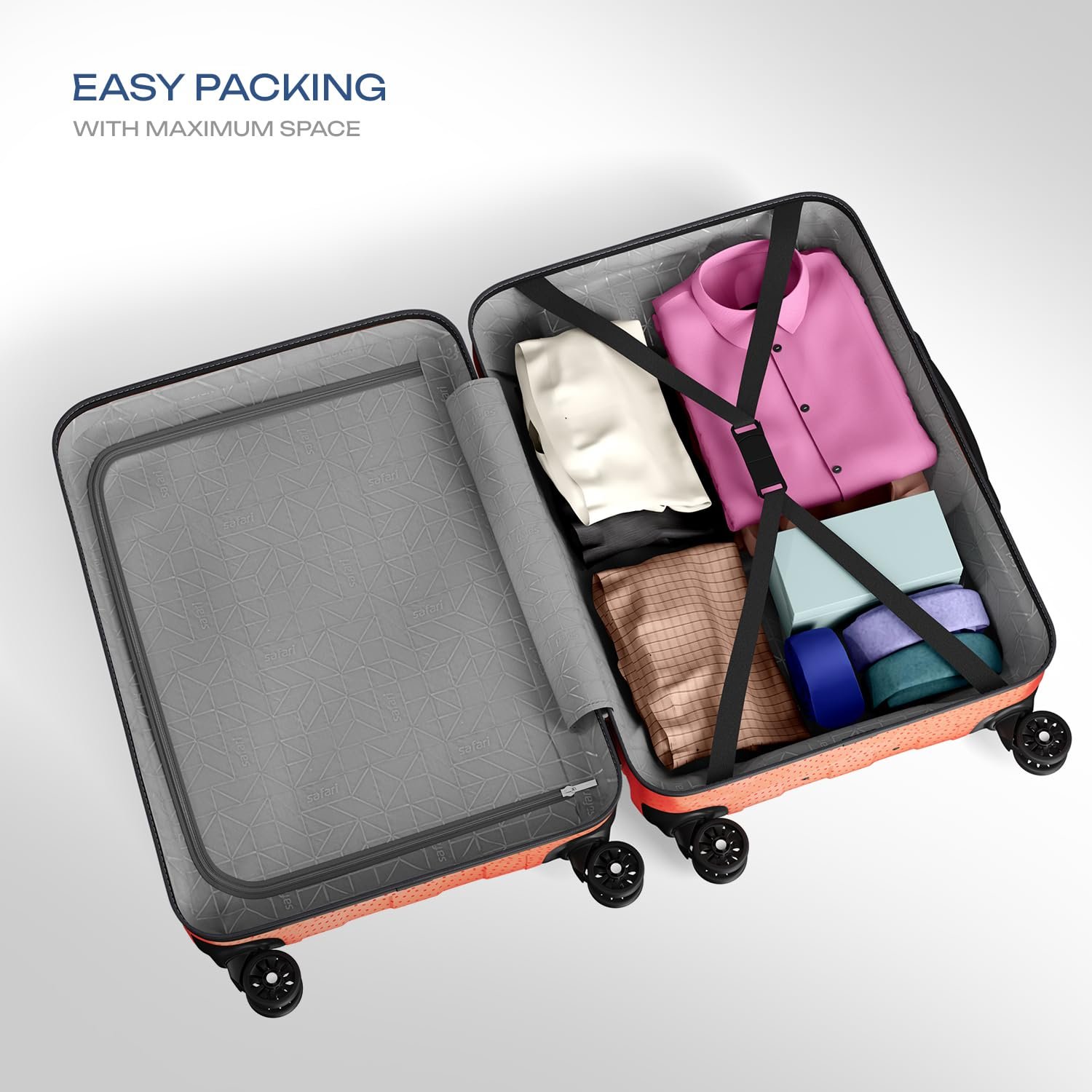 Safari Matrix 8 Wheels 65cm Medium Size Trolley Bag, Hard Case Polycarbonate, 360 Degree Wheeling Small Check in Luggage, Suitcase for Travel, Trolley Bags for Travel, Printed - Image 5