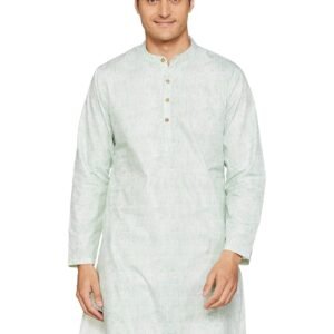 Amazon Brand – Symbol Men’s Solid Cotton Printed Long Kurta (Regular Fit)