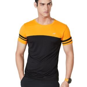 Amazon Brand – Symbol Men’s Color Block Active Regular Fit Sports T-Shirt | Round Neck | Half Sleeve (Available in Plus Size)