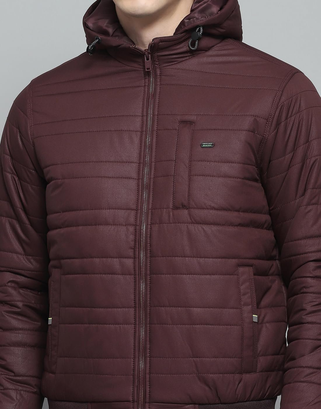 Monte Carlo Mens Solid Wine Hooded Neck Full Sleeve Jacket - Image 8