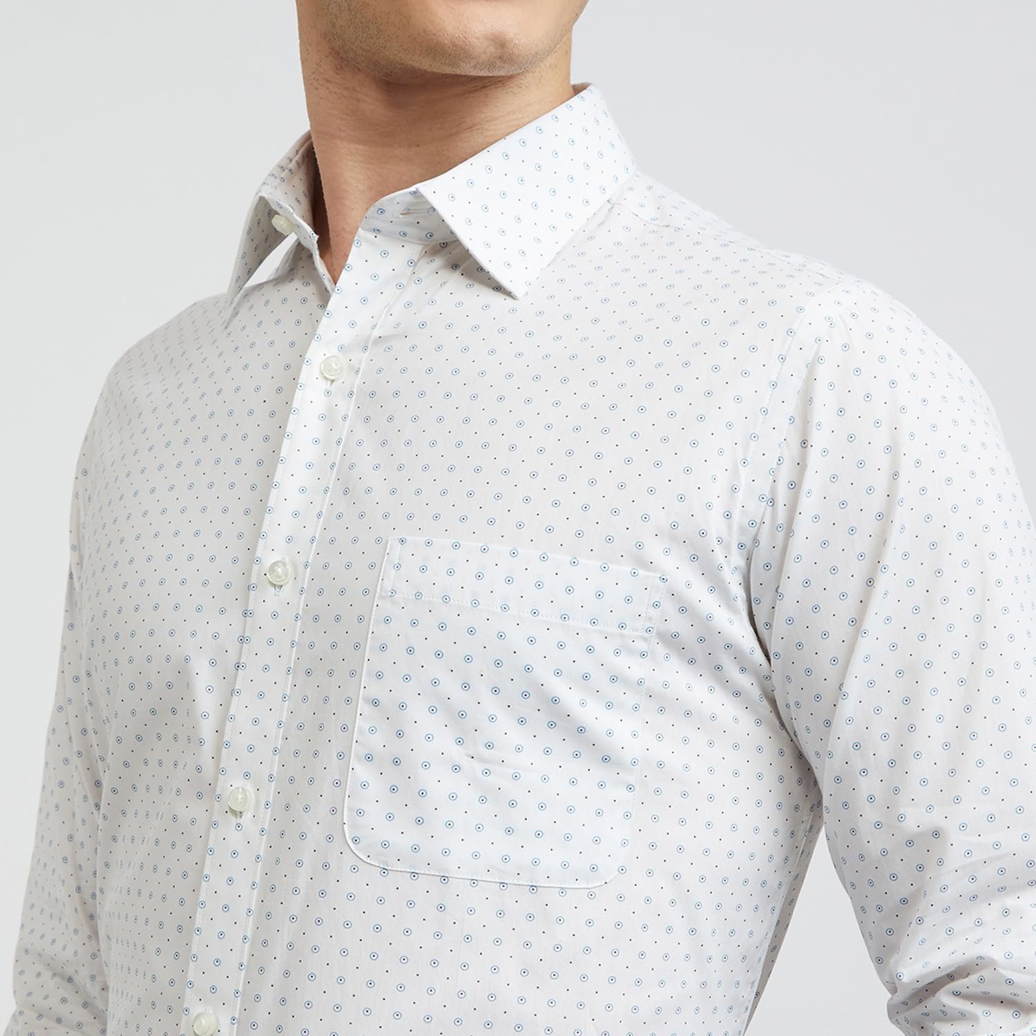 Raymond Men's Pure Cotton Print Pattern Slim Fit Semi Cutaway Collar Full Sleeve Formal Shirt - Image 6