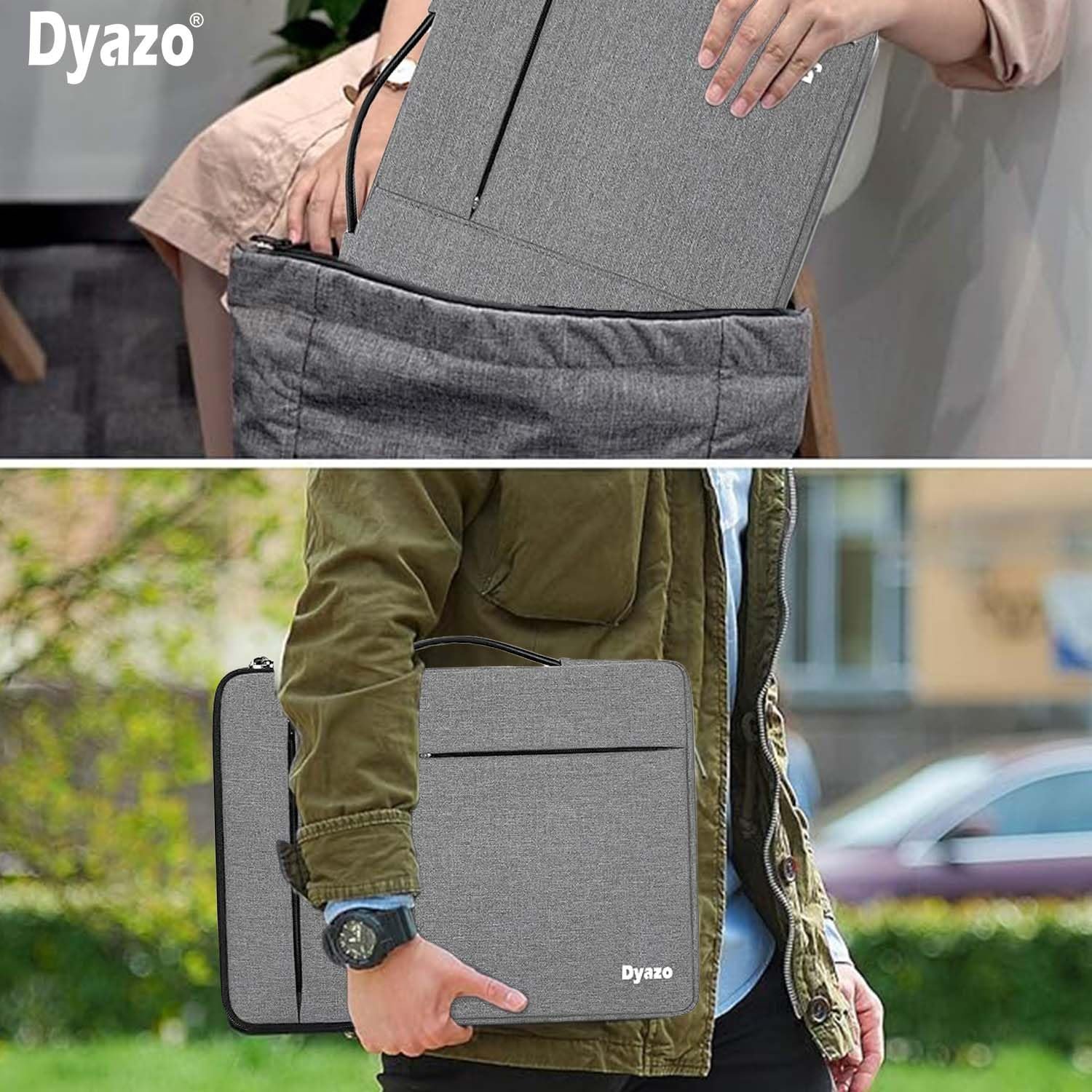 DYAZO 15" to 15.6 Inch Laptop Sleeve/Cover with Handle & Two Front Accessories Pockets Compatible for Apple, Dell, Lenovo, Asus, Hp, Samsung, Mi, MacBook and Other Notbooks (Grey) - Image 7