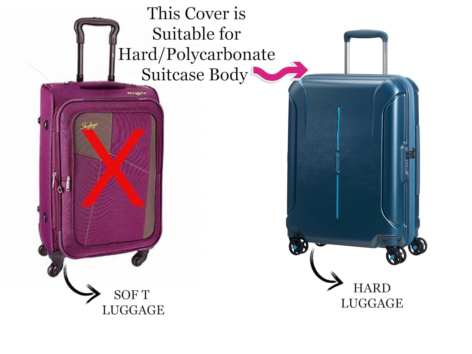 CNB Transparent Protective Zipper PVC Dust Proof Cover for Hard/Plastic Body Luggage/Suitcase Trolley Bags 18" (45x35x23cms) Height Excluding Wheels - Image 6